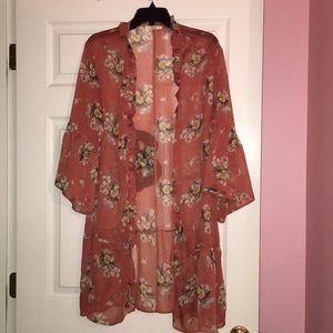 Orange floral kimono